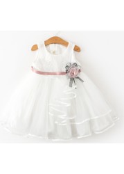 1-5Y Summer Girls Dress 2022 New Sleeveless Princess Dress Korean Style Stitching Lace Children Dress Vestidos G0025