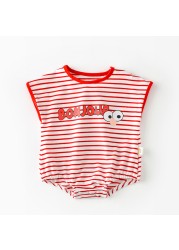 Summer 2022 Baby Clothes Baby Girls Boys Sleeveless Striped Body Suit Cotton Infant Outfits Outfits