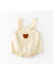 2022 summer baby bodysuits infant girls sleeveless one-piece baby towel bear embroidery newborn overalls boys cotton clothes