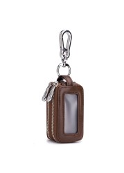 DIDE Vintage Car Genuine Leather Mini Key Bag Coin Purse Wallets Men Women Keys Organizer Keychain Double Zipper Key Cover