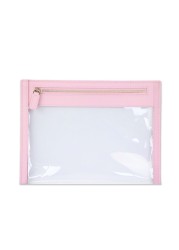 Colorful Custom Letters Saffiano Leather Clear Plastic Cosmetic Bag Ladies Travel Bag Travel Organizer