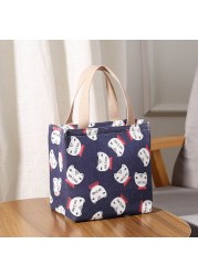 Japan Style Lunch Box Bags For Women Portable Lunch Bag Heat Insulation Canvas Bags New Bags Cooler Bento Handbag