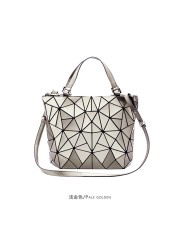 Women's Top Handle Handbag Hologram Matte Frosted High Quality Geometric Bucket Bag Feminine