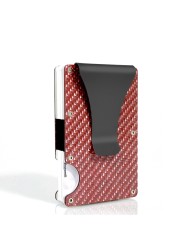 DIENQI Carbon Fiber Card Holder Small Wallet Slim Men Aluminum Metal RFID Magic Small Wallet Thin Male Purses Money Bag Vallet