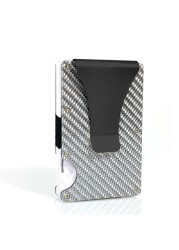 DIENQI Carbon Fiber Card Holder Small Wallet Slim Men Aluminum Metal RFID Magic Small Wallet Thin Male Purses Money Bag Vallet