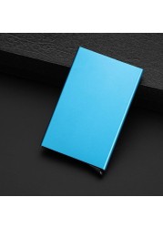 Anti-theft ID Credit Card Holder Porte Carte Thin Aluminum Metal Wallets Pocket Bank Box Women Men Credit Card Box