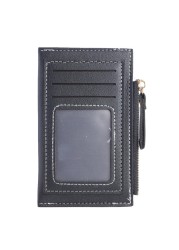 Fashion Women Solid Color Multi Slot Credit Card Holder Portable PU Leather Mini Coin Purse Multifunction Zipper Wallet