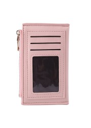 Fashion Women Solid Color Multi Slot Credit Card Holder Portable PU Leather Mini Coin Purse Multifunction Zipper Wallet