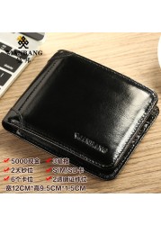 【Real Cowhide Leather】Manbang Brand Hot Sale Men Wallet Luxury Original Short Tri-fold First Layer Cowhide Business Wallet H