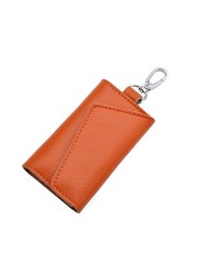 PU Leather Keychain Men Women Key Holder Organizer Pouch Cow Split Car Key Wallet Housekeeper Key Case Card Bag Small