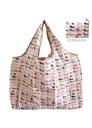 Oxford Foldable Large Shopping Bag Recycled Eco Friendly Ladies Shopping Bag Reusable Floral Fruit Vegetable Grocery Pocket