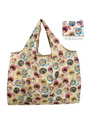 Oxford Foldable Large Shopping Bag Recycled Eco Friendly Ladies Shopping Bag Reusable Floral Fruit Vegetable Grocery Pocket