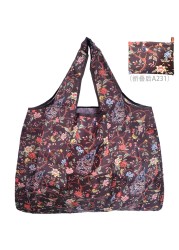 Oxford Foldable Large Shopping Bag Recycled Eco Friendly Ladies Shopping Bag Reusable Floral Fruit Vegetable Grocery Pocket