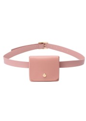 Women Mini PU Leather Fanny Pack Casual Waist Bag Girls Female Simple Classic Cell Phone Pocket Travel Purse With Removable Belt