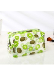 Fashion Transparent Women Cosmetic Bag Fruit Pattern Large Capacity Makeup Zipper Bag Waterproof Simple Travel Accessories