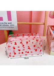 Fashion Transparent Women Cosmetic Bag Fruit Pattern Large Capacity Makeup Zipper Bag Waterproof Simple Travel Accessories