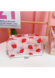 Fashion Transparent Women Cosmetic Bag Fruit Pattern Large Capacity Makeup Zipper Bag Waterproof Simple Travel Accessories