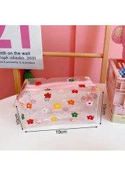 Fashion Transparent Women Cosmetic Bag Fruit Pattern Large Capacity Makeup Zipper Bag Waterproof Simple Travel Accessories