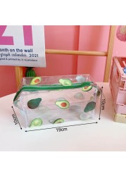 Fashion Transparent Women Cosmetic Bag Fruit Pattern Large Capacity Makeup Zipper Bag Waterproof Simple Travel Accessories