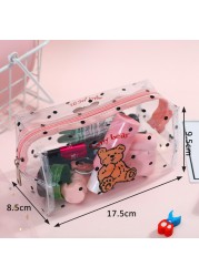 Fashion Transparent Women Cosmetic Bag Fruit Pattern Large Capacity Makeup Zipper Bag Waterproof Simple Travel Accessories