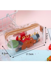 Fashion Transparent Women Cosmetic Bag Fruit Pattern Large Capacity Makeup Zipper Bag Waterproof Simple Travel Accessories