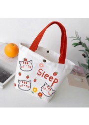 Shopper Storage Organizer Tote Bag Canvas Lunch Bags For Women Eco Reusable Shopping Bags With Handle Anime Tote Cartoon