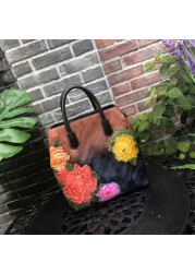 MOTAORA Retro Women Bag Vintage Bucket Shoulder Bags for Women 2022 New Handmade Embossed Leather Handbag Floral Tote Bag Female