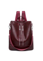 White Backpack for Women Leather Travel Bag Female Shoulder Book Bag Multifunction Backbag Ladies Waterproof Nylon Backpack