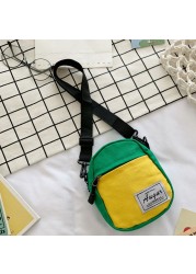 INS Fashion Canvas Small Square Handbag Korean Style Letter Printed Student Versatile Women Crossbody Bag Shoulder Bag Purse