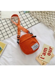 INS Fashion Canvas Small Square Handbag Korean Style Letter Printed Student Versatile Women Crossbody Bag Shoulder Bag Purse