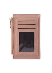 Fashion Women Solid Color Credit Card ID Card Multiple Slot Card Holder Ladies Casual PU Leather Small Coin Purse Pocket Wallet