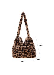 2021 Autumn Winter Female Plush Portable Women Handbag Vintage Animal Print Shoulder Bags Travel Bags