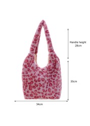 2021 Autumn Winter Female Plush Portable Women Handbag Vintage Animal Print Shoulder Bags Travel Bags