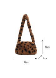 2021 Autumn Winter Female Plush Portable Women Handbag Vintage Animal Print Shoulder Bags Travel Bags