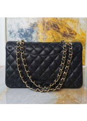 Top quality luxury handbag classic fashion flap caviar leather wear-resistant shoulder bag chain leather bag women