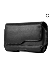 Fashion Men's Leather Horizontal Belt Case Holster Pouch Sleeve Phone Holder Bum Bag Male Casual Outdoor Travel Waist Pack Bag