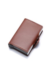 Crazy Horse Genuine Leather Men Wallet Money Bag Rfid id Credit Card Wallet Mini Slim Male Metal Smart Wallet Small Thin Purses