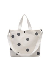 Fashion Vintage Women Canvas Handbags New Arrival Female Casual Polka Dot Zipper Simple Shoulder Bags