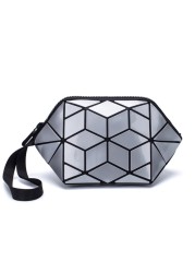 New Geometric Luminous Women Cosmetic Bag Organizer Zipper Makeup Ladies Folding Cosmetic Noctilucent Pouch Travel Make Up Bag