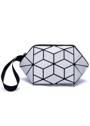 New Geometric Luminous Women Cosmetic Bag Organizer Zipper Makeup Ladies Folding Cosmetic Noctilucent Pouch Travel Make Up Bag