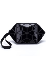 New Geometric Luminous Women Cosmetic Bag Organizer Zipper Makeup Ladies Folding Cosmetic Noctilucent Pouch Travel Make Up Bag