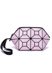 New Geometric Luminous Women Cosmetic Bag Organizer Zipper Makeup Ladies Folding Cosmetic Noctilucent Pouch Travel Make Up Bag