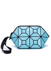 New Geometric Luminous Women Cosmetic Bag Organizer Zipper Makeup Ladies Folding Cosmetic Noctilucent Pouch Travel Make Up Bag