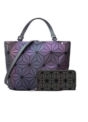 Ladies Luminous Bao Bag Geometric Women Luxury Handbag Shoulder Bag Set Folding Hand Crossbody Bag Female Purse & Purse