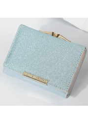 2022 women's shiny purse three fold wallets cartera mujer ladies coin pocket women purse simple clutch bag portfeuille femme