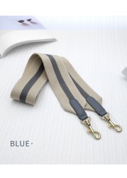 Striped strap large width 5cm canvas strap designer messenger bag shoulder bag with cowhide bag parts accessories