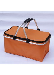 Portable Folding Picnic Camping Lunch Bags Insulated Cooler Bag Cool Hamper Storage Basket Picnic Basket