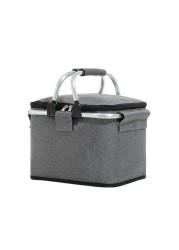 Portable Folding Picnic Camping Lunch Bags Insulated Cooler Bag Cool Hamper Storage Basket Picnic Basket