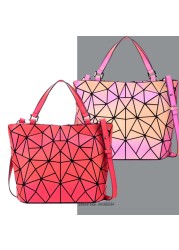 Women's Luminous Handbag, Embroidered Geometric Shoulder Bag, Padded Shoulder Bag, Laser, Foldable, 2020