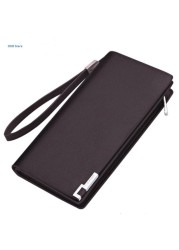Men Wallet Vintage PU Leather Long Wallet Bifold Business Coin Pocket With Zipper
